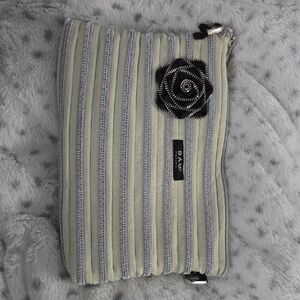 Women's Striped Clutch - Black and Gray